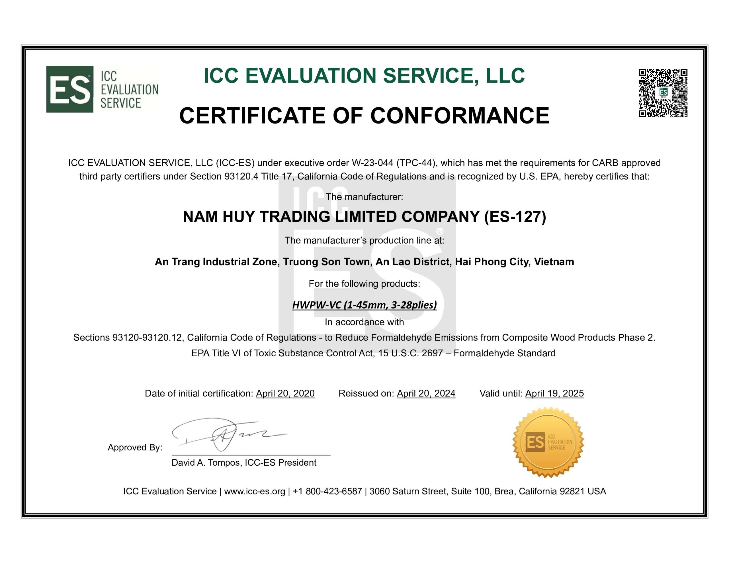 Chứng chỉ ES-127 2024