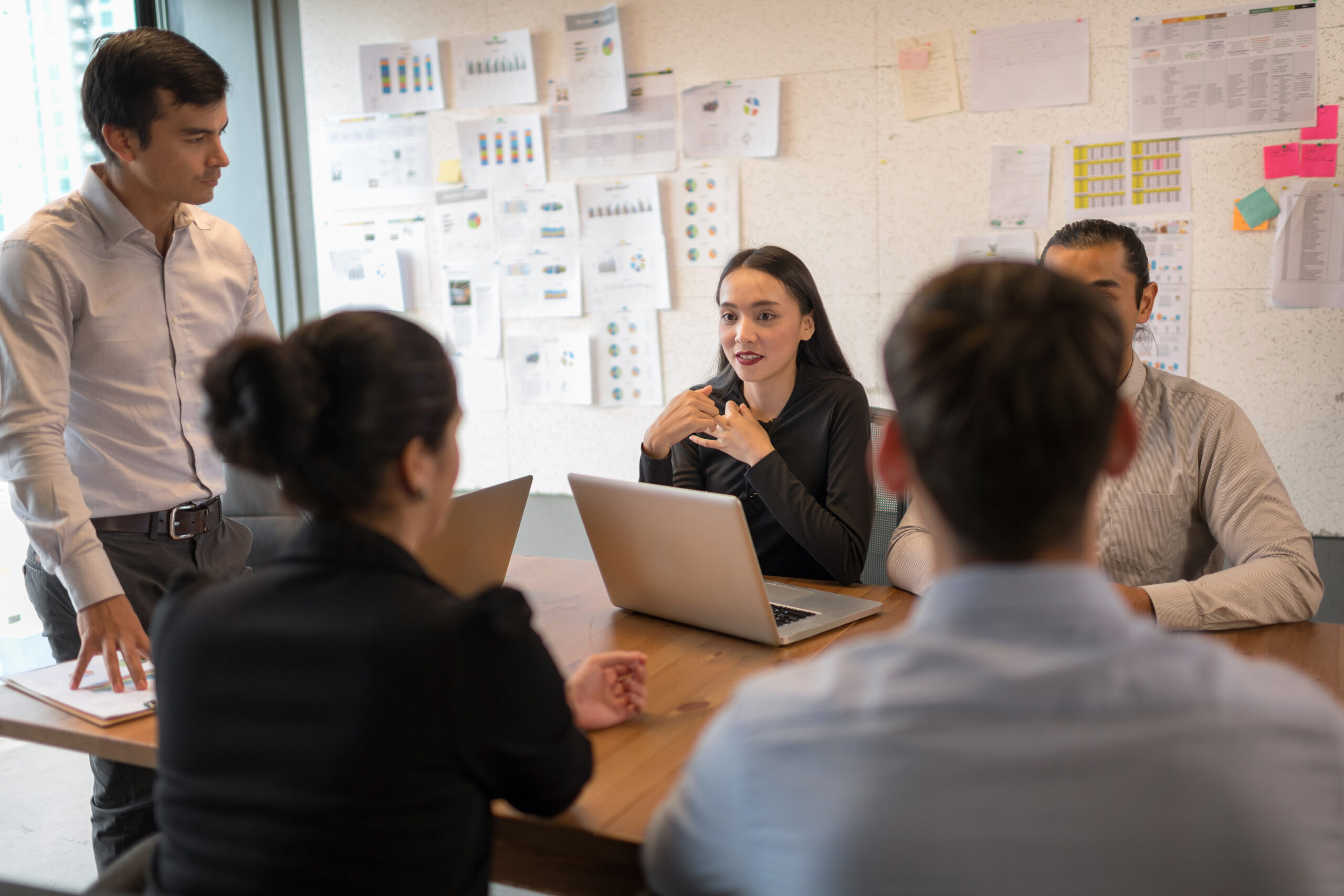 Businessmen were brainstorming about their jobs.